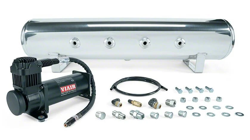 Air Lift Performance 4-Gallon Air Tank 7 Port and Viair 444b Compressor with Tank Mounting Hardware; Black (Universal; Some Adaptation May Be Required)