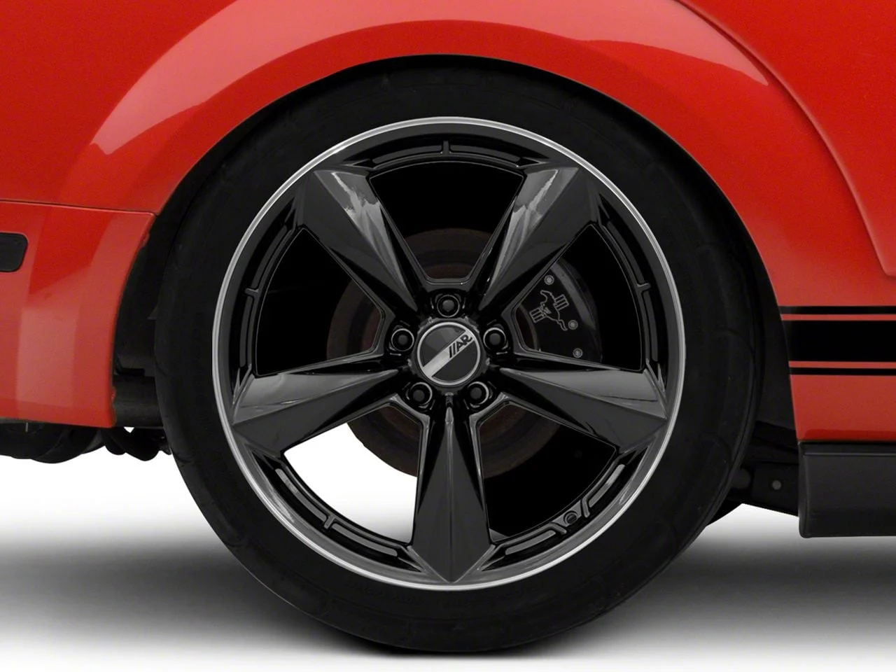 American Racing TTF Gloss Black with DDT Lip Wheel; Rear Only; 20x11; 50mm Offset (05-09 Mustang)