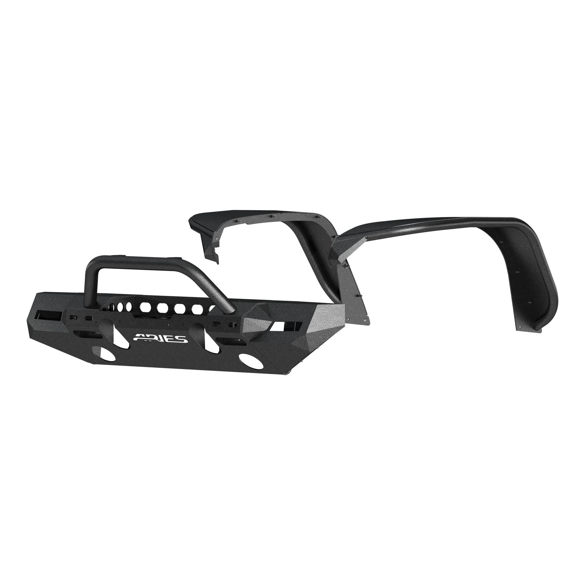 Aries  TrailChaser Front Bumper with Front Fender Flares & Brush Guard for 18-22 Jeep Wrangler JL Unlimited & Gladiator JT