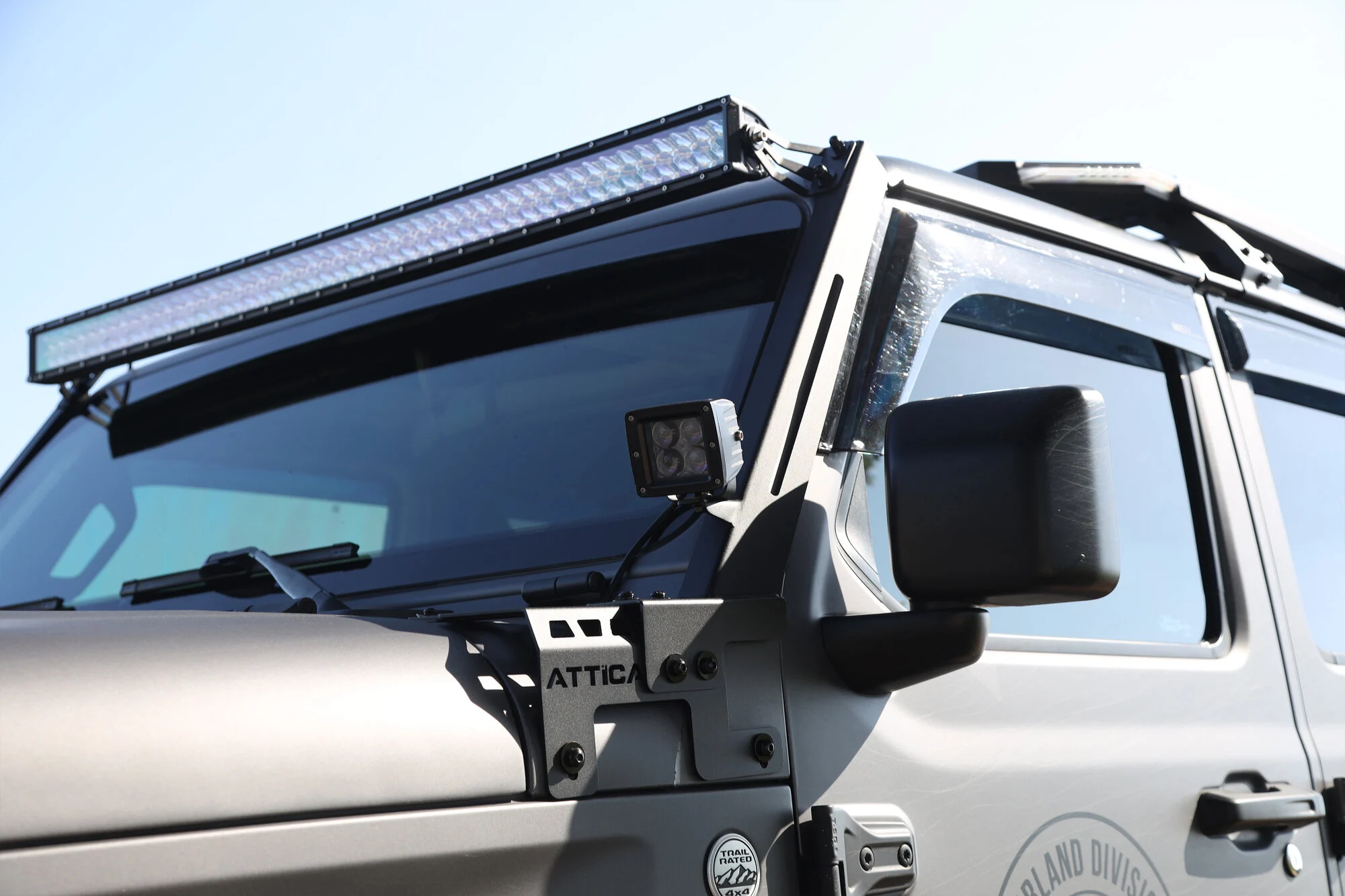 Attica 4x4 ATTJL01E104-BX Frontier Series Windshield Light Mount Brackets for 18-24 Jeep Wrangler JL & Gladiator JT