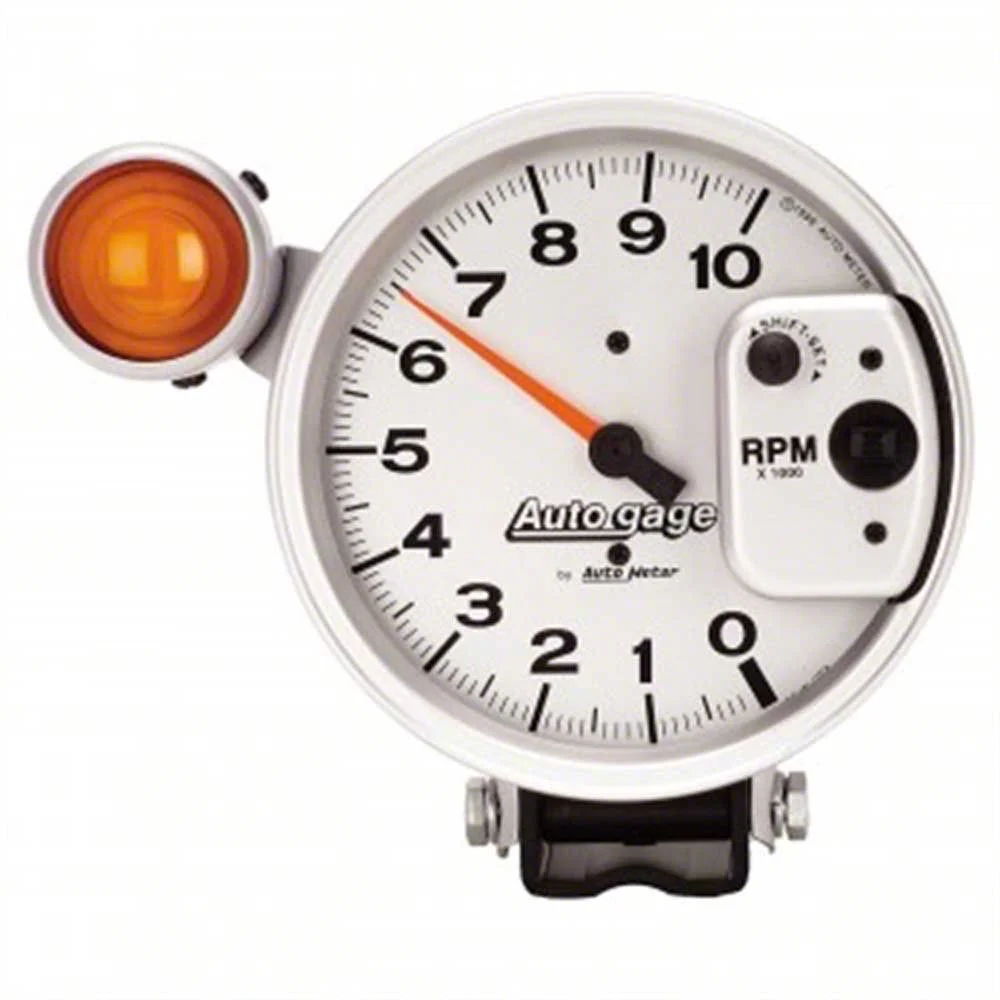 Auto Meter Auto Gage Series 5-Inch Pedestal Tachometer with Shift Light; 0-10000 RPM (Universal; Some Adaptation May Be Required)