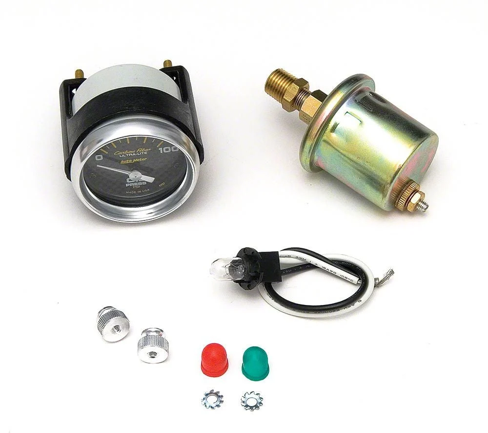 Auto Meter Carbon Fiber Series 2-1/16-Inch Oil Pressure Gauge; 0-100 PSI (Universal; Some Adaptation May Be Required)