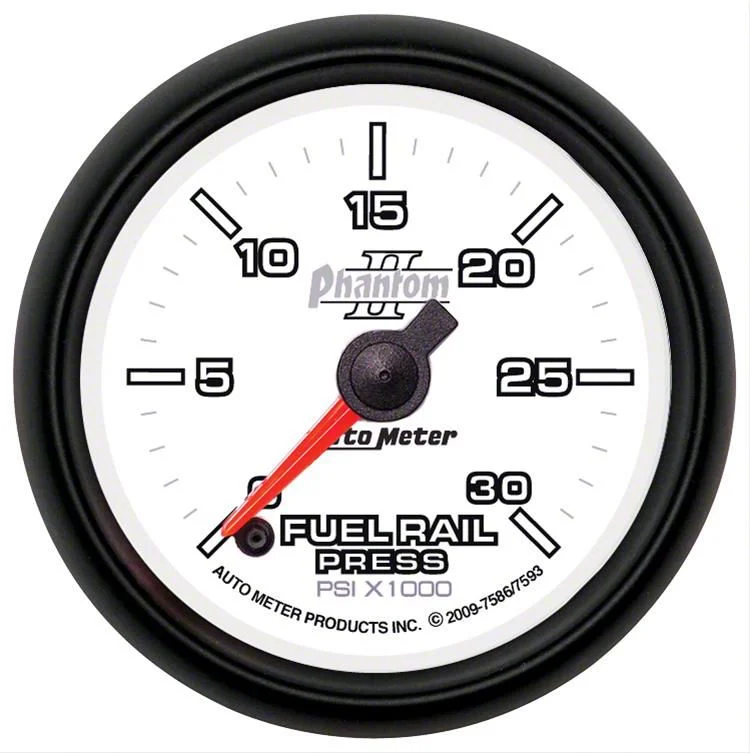 Auto Meter Phantom II Series 2-1/16-Inch Fuel Rail Pressure Gauge; 0-30K PSI; Digital Stepper Motor (07-10 6.6L Duramax Sierra 3500 HD)