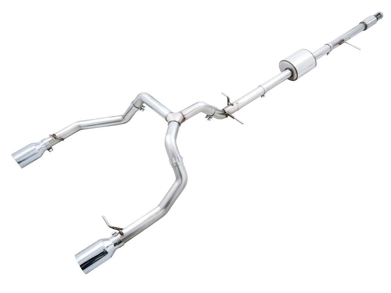 AWE 0FG Dual Exhaust System with Chrome Silver Tips; Rear Exit (19-26 5.3L Silverado 1500 w/o Factory Dual Exhaust)