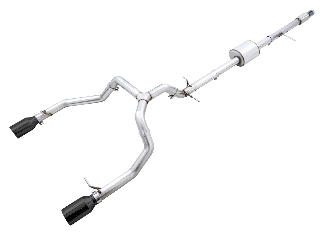 AWE 0FG Dual Exhaust System with Diamond Black Tips; Rear Exit (19-26 5.3L Silverado 1500 w/o Factory Dual Exhaust)