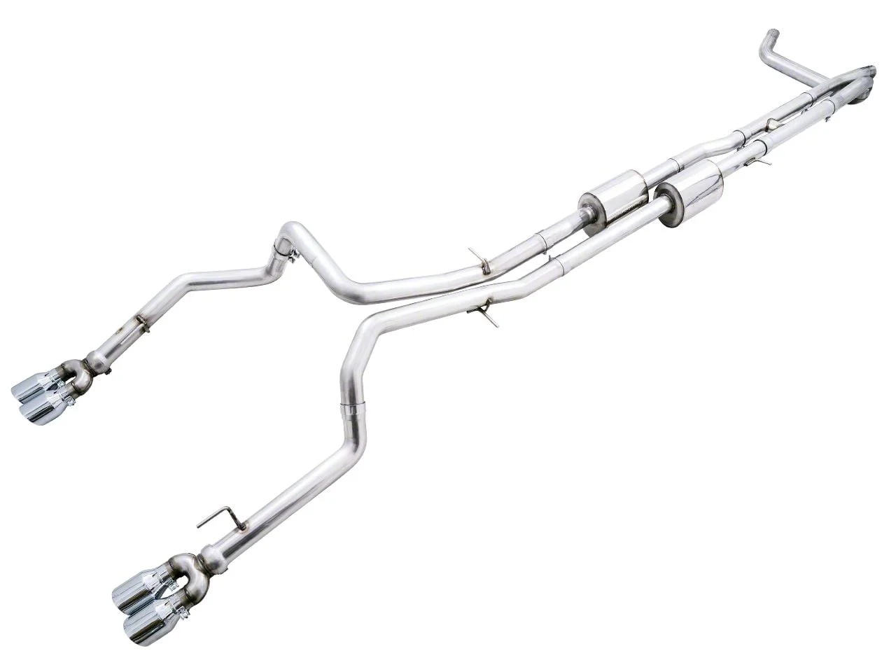 AWE 0FG Dual Exhaust System with Quad Chrome Silver Tips; Rear Exit (19-26 6.2L Silverado 1500 w/ Factory Dual Exhaust)