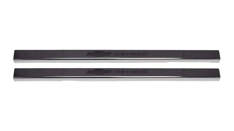 Putco 2020 Chevy Silv LD/HD Double/Regular Cab w/ Bow Tie Etching (2pcs) Black Platinum Door Sills