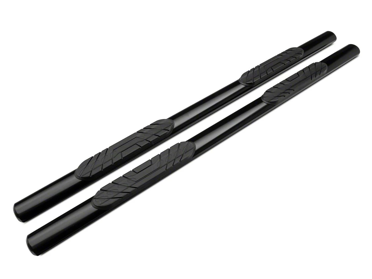 Barricade 4-Inch Oval Straight End Side Step Bars; Rocker Mount; Black (07-19 Sierra 3500 HD Crew Cab)
