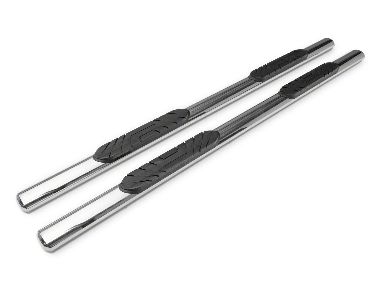 Barricade 4-Inch Oval Straight End Side Step Bars; Rocker Mount; Stainless Steel (07-19 Sierra 3500 HD Crew Cab)