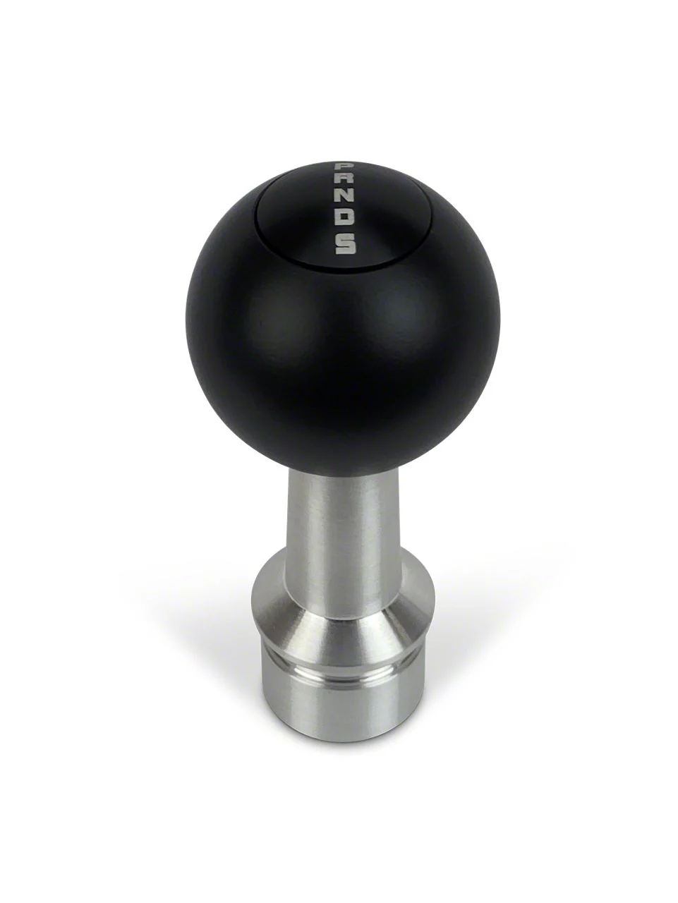 Barton Automatic Shift Knob with Brushed Adapter and Shift Pattern Engraving; Black Cap; Black Ball (15-26 Mustang GT, EcoBoost, V6)