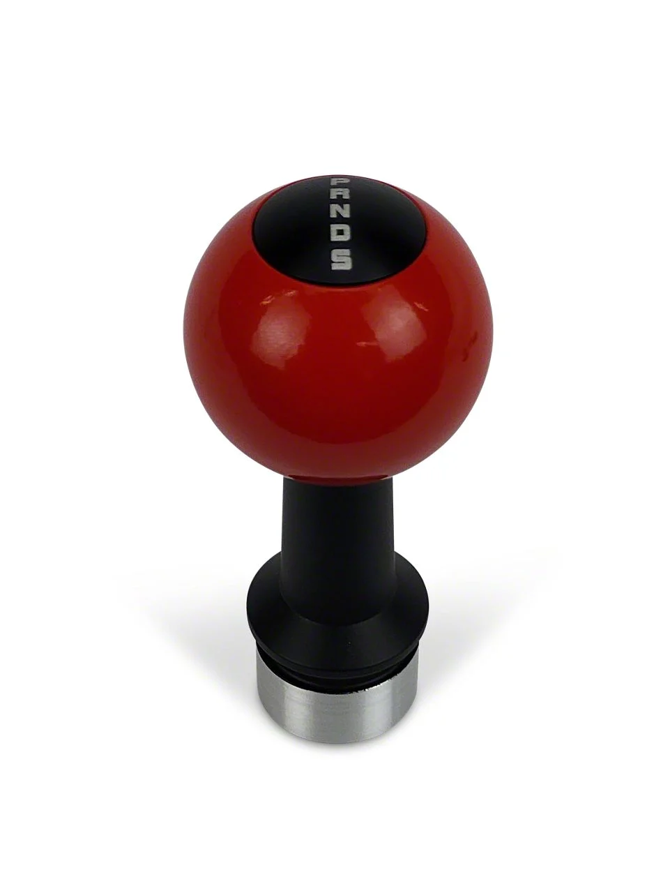 Barton Automatic Shift Knob with Brushed Adapter and Shift Pattern Engraving; Black Cap; Red Ball (15-26 Mustang GT, EcoBoost, V6)