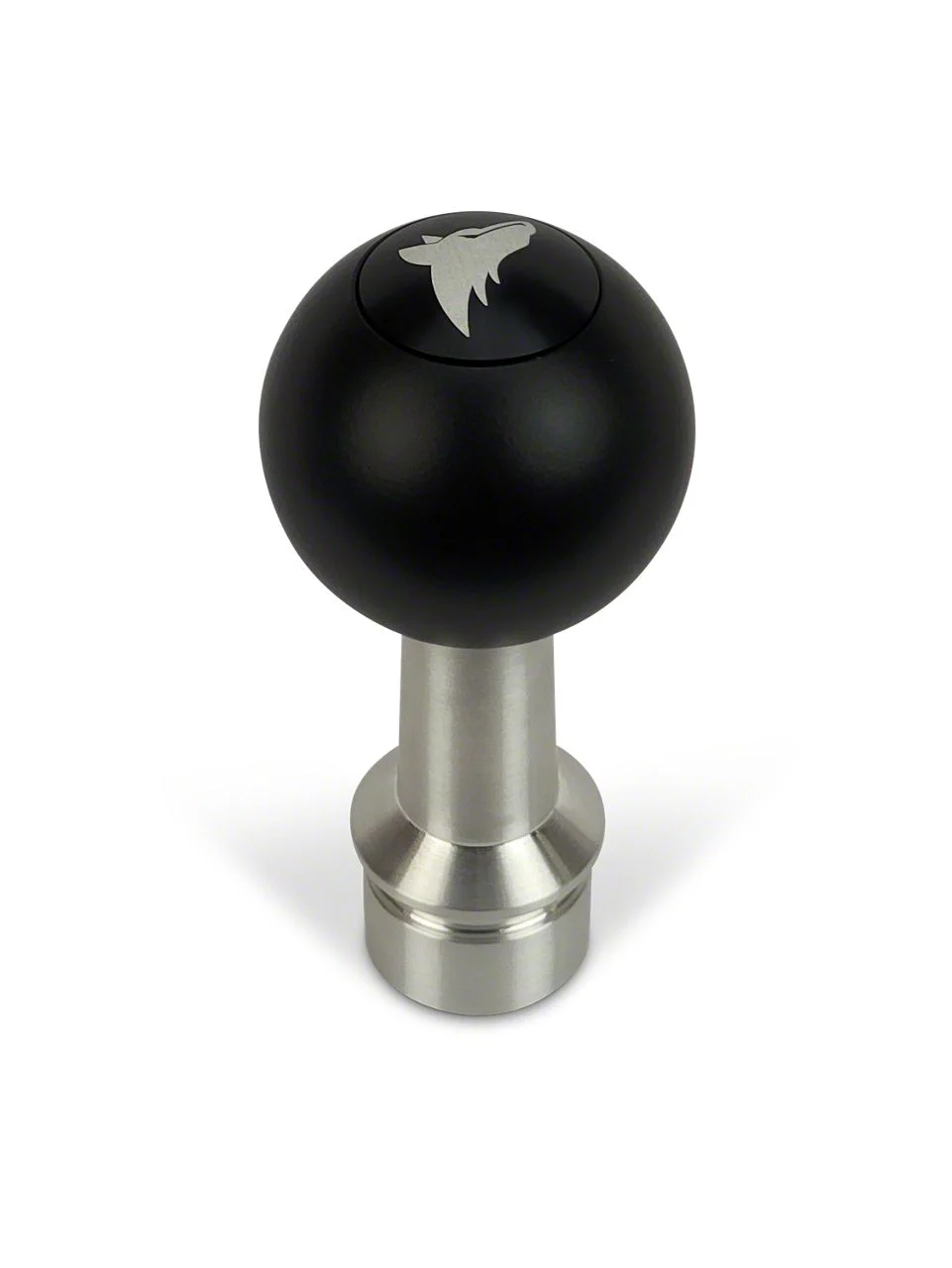 Barton Automatic Shift Knob with Brushed Adapter and Coyote Engraving; Black Cap; Black Ball (15-26 Mustang GT, EcoBoost, V6)