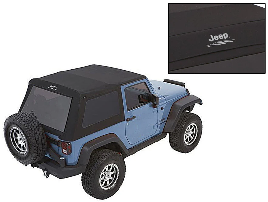 Bestop  Jeep Logo Trektop Glide Soft Top for 07-18 Jeep Wrangler JK 2-Door Black Twill for 07-18 Jeep Wrangler JK 2-Door