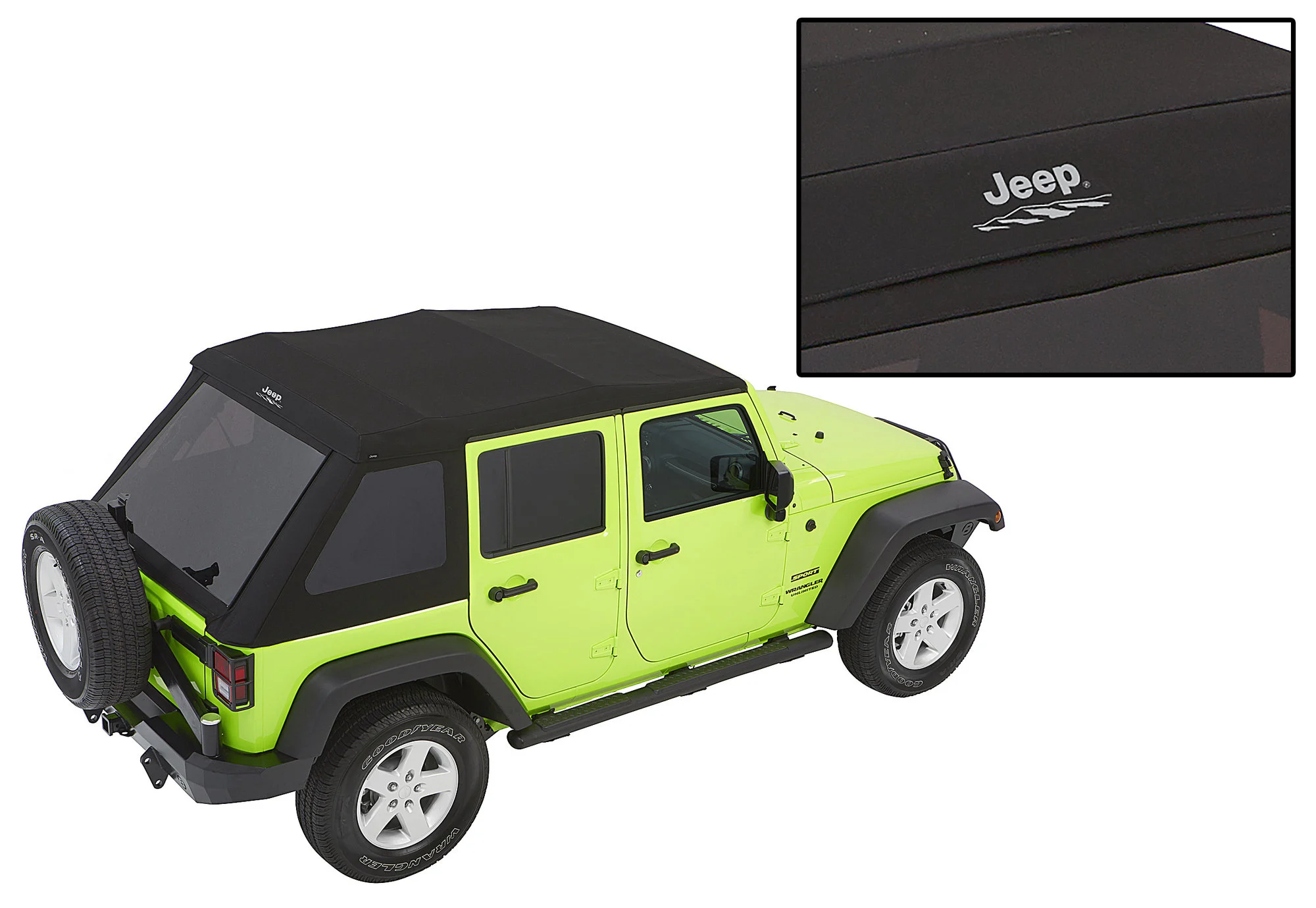 Bestop  Jeep Logo Trektop Glide Soft Top for 07-18 Jeep Wrangler JK Unlimited 4-Door Black Twill for 07-18 Jeep Wrangler JK Unlimited 4-Door