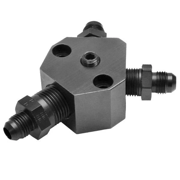 Black An Fuel T Block With -6 An Hose Adapters / Fuel T Port For Dual Carbs
