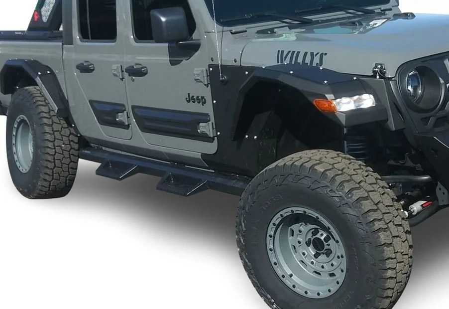 Black Horse Offroad IM-JEGL Impact Heavy Duty Drop Side Steps in Black  for 20-23 Jeep Gladiator JT