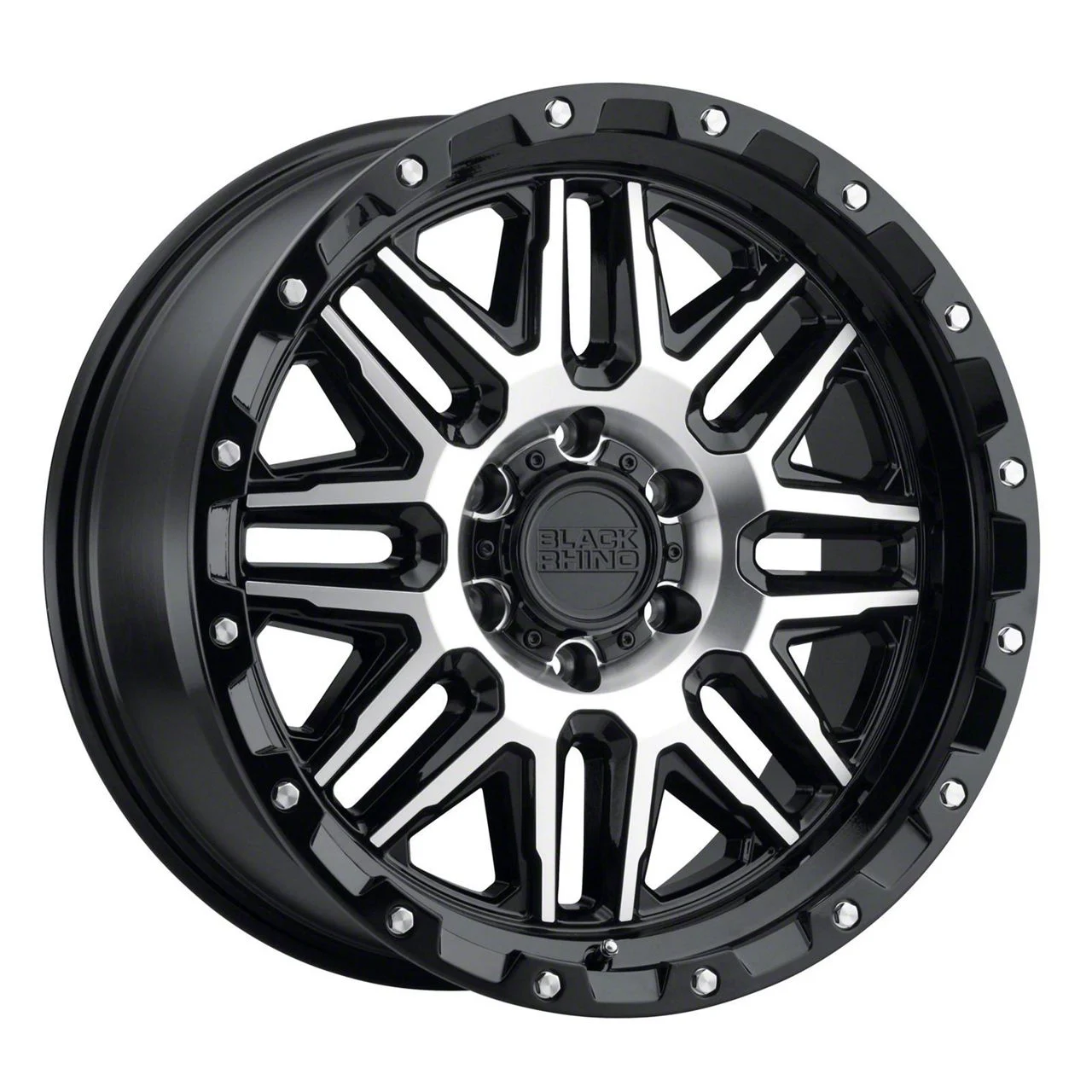 Black Rhino Alamo Gloss Black Machined with Stainless Bolts 8-Lug Wheel; 20x9; -18mm Offset (11-14 Sierra 2500 HD)