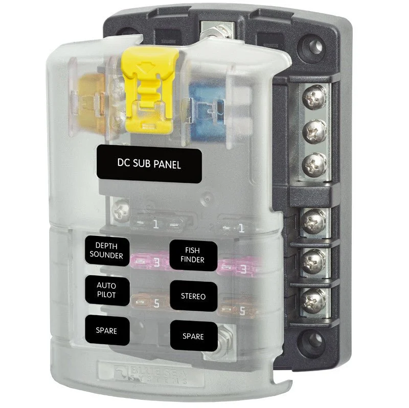 Blue Sea 5025 6 Circuits ST Blade Fuse Block Distribution Box With Negative Bus