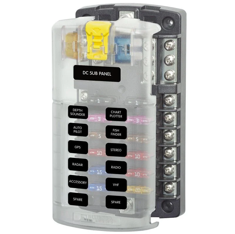Blue Sea 5026 12 Circuits ST Blade Fuse Block Distribution Box With Negative Bus