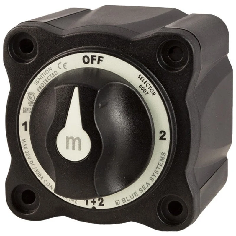 Blue Sea Black Battery Selector Switch Single-Dual Battery Operation K4-16-126BK