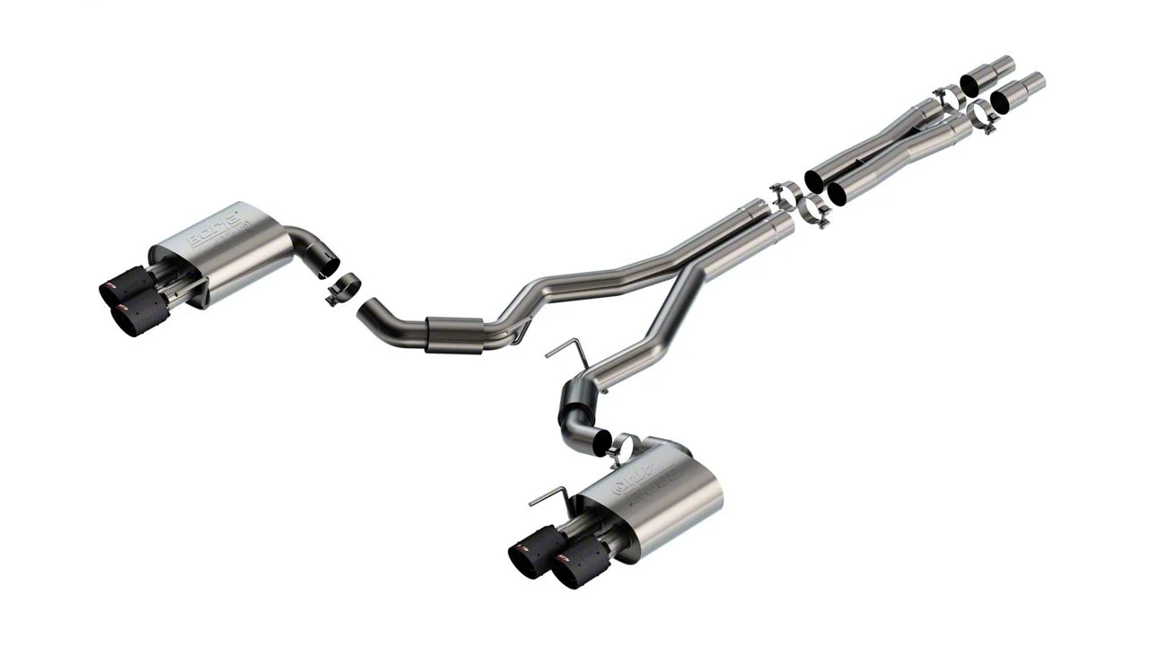 Borla ATAK Cat-Back Exhaust with Quad Black Carbon Fiber Tips (24-26 Mustang GT Fastback w/o Active Exhaust)