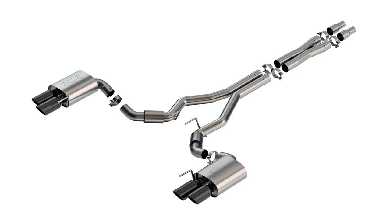 Borla ATAK Cat-Back Exhaust with Quad Black Chrome Tips (24-26 Mustang GT Fastback w/o Active Exhaust)