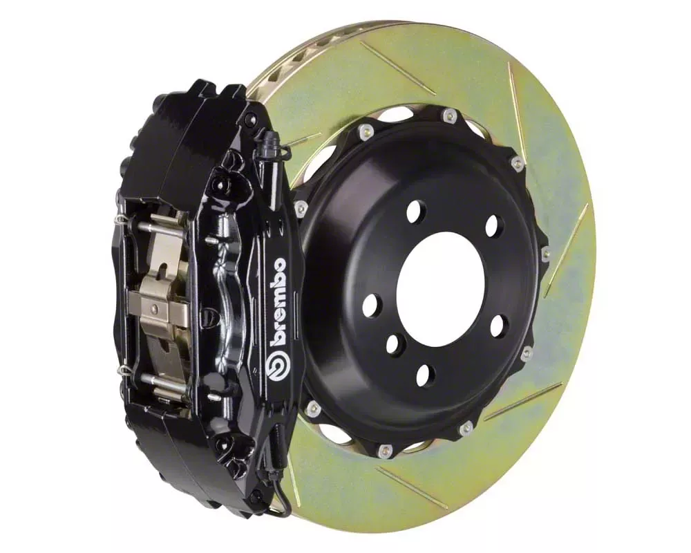 Brembo GT Series 4-Piston Front Big Brake Kit with 14-Inch 2-Piece Type 1 Slotted Rotors; Black Calipers (05-13 Corvette C6, Excluding Grand Sport & Z06)
