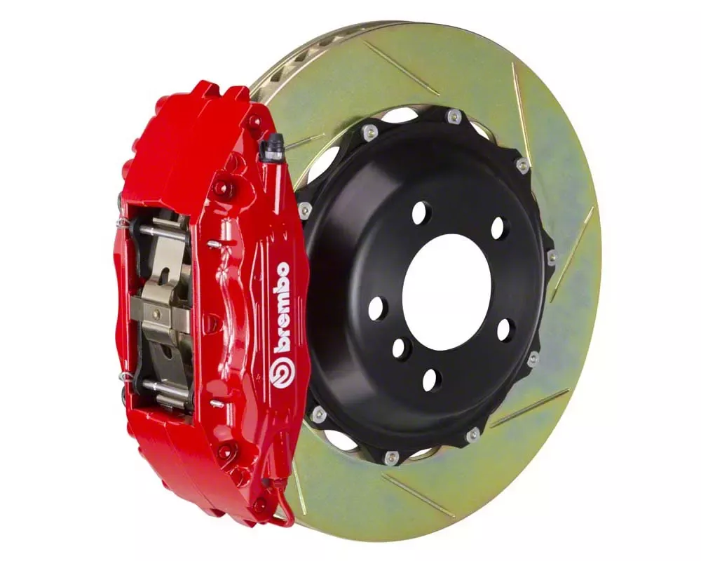 Brembo GT Series 4-Piston Front Big Brake Kit with 14-Inch 2-Piece Type 1 Slotted Rotors; Red Calipers (05-13 Corvette C6, Excluding Grand Sport & Z06)