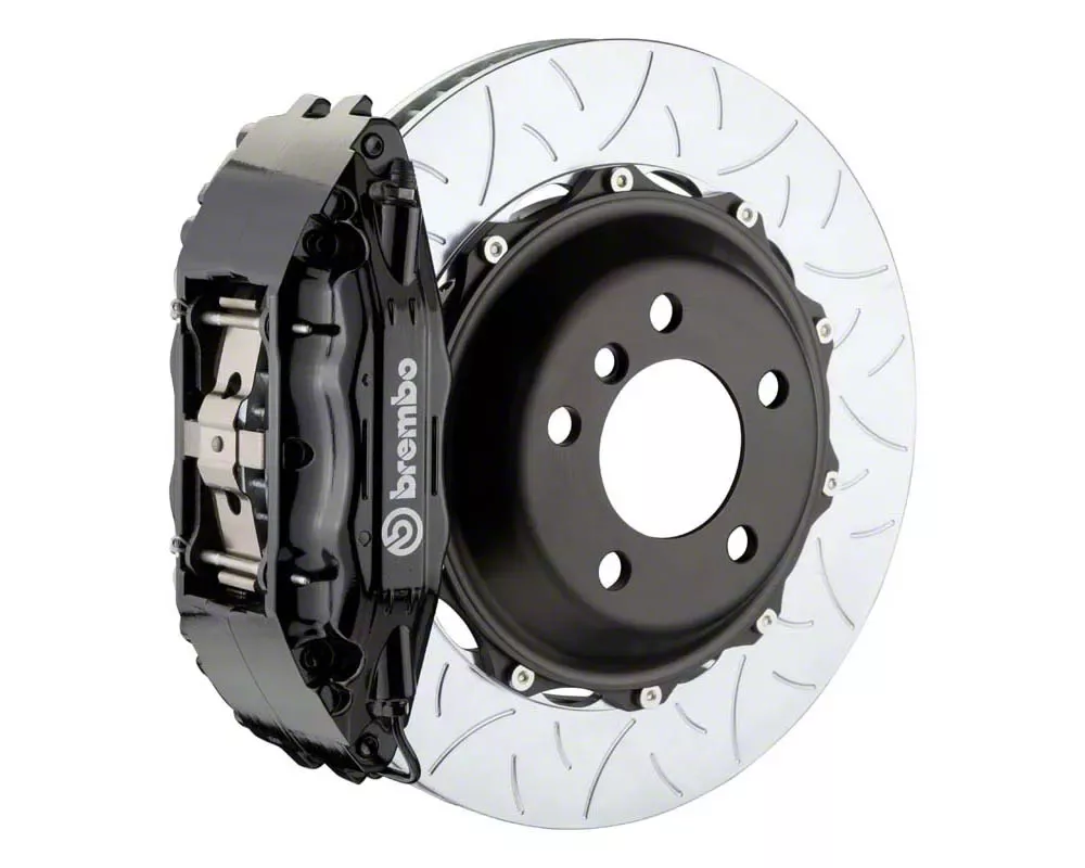 Brembo GT Series 4-Piston Front Big Brake Kit with 14-Inch 2-Piece Type 3 Slotted Rotors; Black Calipers (05-13 Corvette C6, Excluding Grand Sport & Z06)