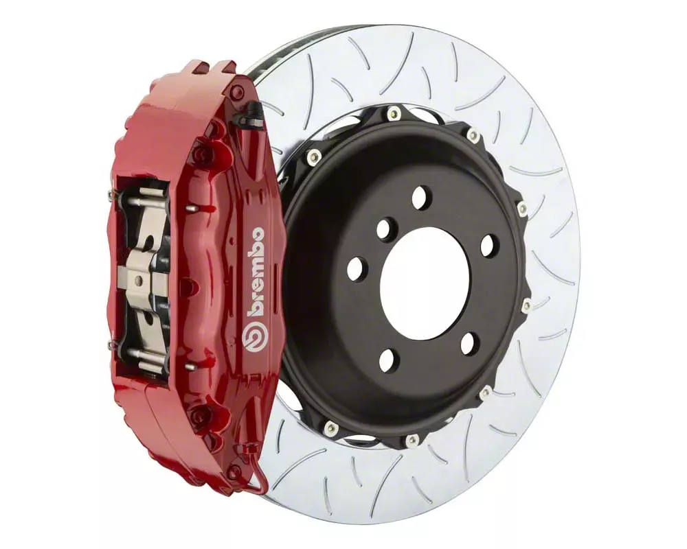 Brembo GT Series 4-Piston Front Big Brake Kit with 14-Inch 2-Piece Type 3 Slotted Rotors; Red Calipers (05-13 Corvette C6, Excluding Grand Sport & Z06)