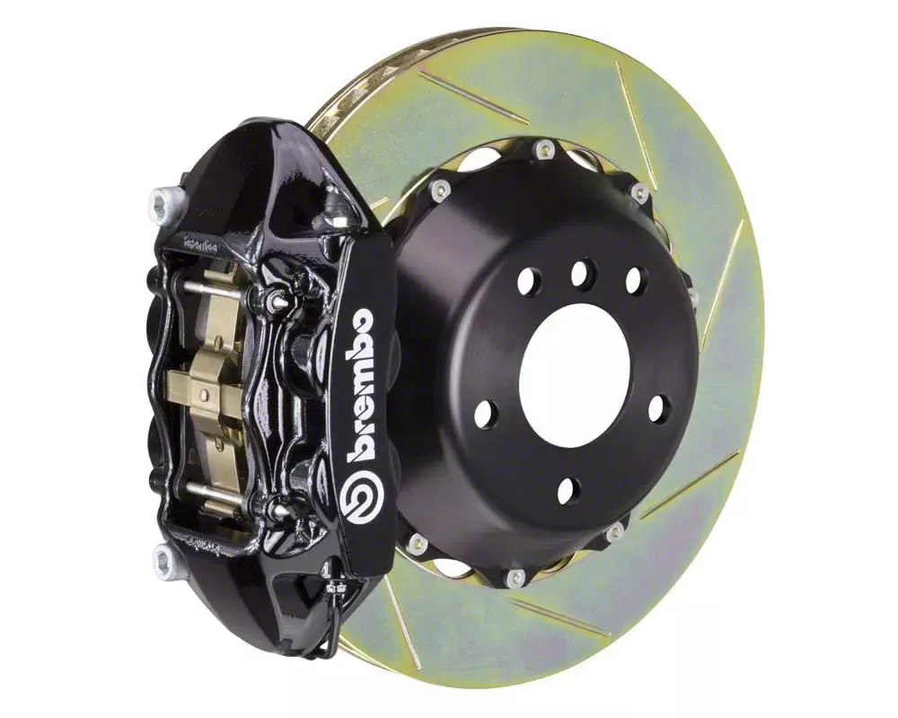 Brembo GT Series 4-Piston Rear Big Brake Kit with 14-Inch 2-Piece Type 1 Slotted Rotors; Black Calipers (14-19 Corvette C7 w/o Carbon Ceramic Brakes, Excluding ZR1)