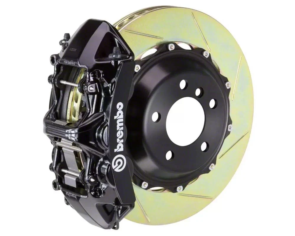 Brembo GT Series 6-Piston Front Big Brake Kit with 15-Inch 2-Piece Type 1 Slotted Rotors; Black Calipers (14-19 Corvette C7, Excluding Grand Sport & Z06)