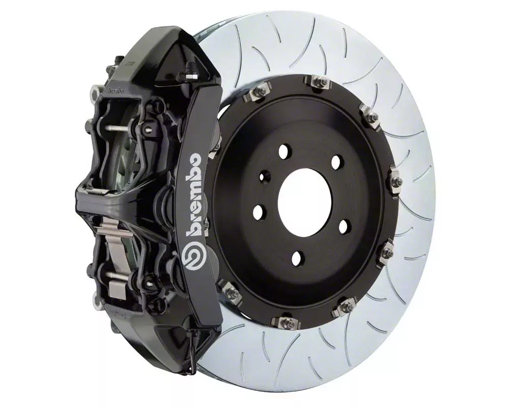 Brembo GT Series 6-Piston Front Big Brake Kit with 15-Inch 2-Piece Type 3 Slotted Rotors; Black Calipers (15-19 Corvette C7 Grand Sport & Z06 w/o Carbon Ceramic Brakes)