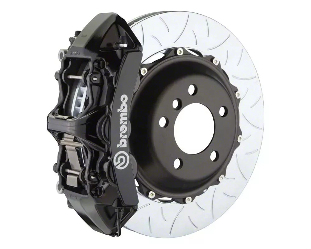 Brembo GT Series 6-Piston Front Big Brake Kit with 15-Inch 2-Piece Type 3 Slotted Rotors; Black Calipers (14-19 Corvette C7, Excluding Grand Sport & Z06)