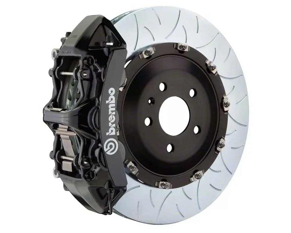 Brembo GT Series 6-Piston Front Big Brake Kit with 15-Inch 2-Piece Type 3 Slotted Rotors; Black Calipers (06-13 Corvette C6 Grand Sport & Z06 w/o Carbon Ceramic Brakes)