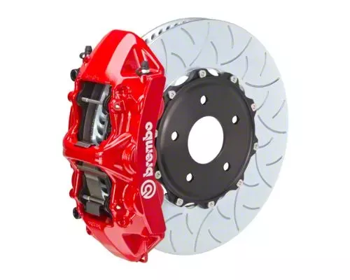 Brembo GT Series 6-Piston Front Big Brake Kit with 350x34mm 2-Piece Type 3 Slotted Rotors; Red Calipers (20-26 Corvette C8, Excluding Z06)