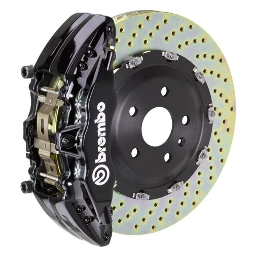 Brembo GT Series 6-Piston Front Big Brake Kit with 15-Inch 2-Piece Cross Drilled Rotors; Black Calipers (21-26 F-150, Excluding Raptor)