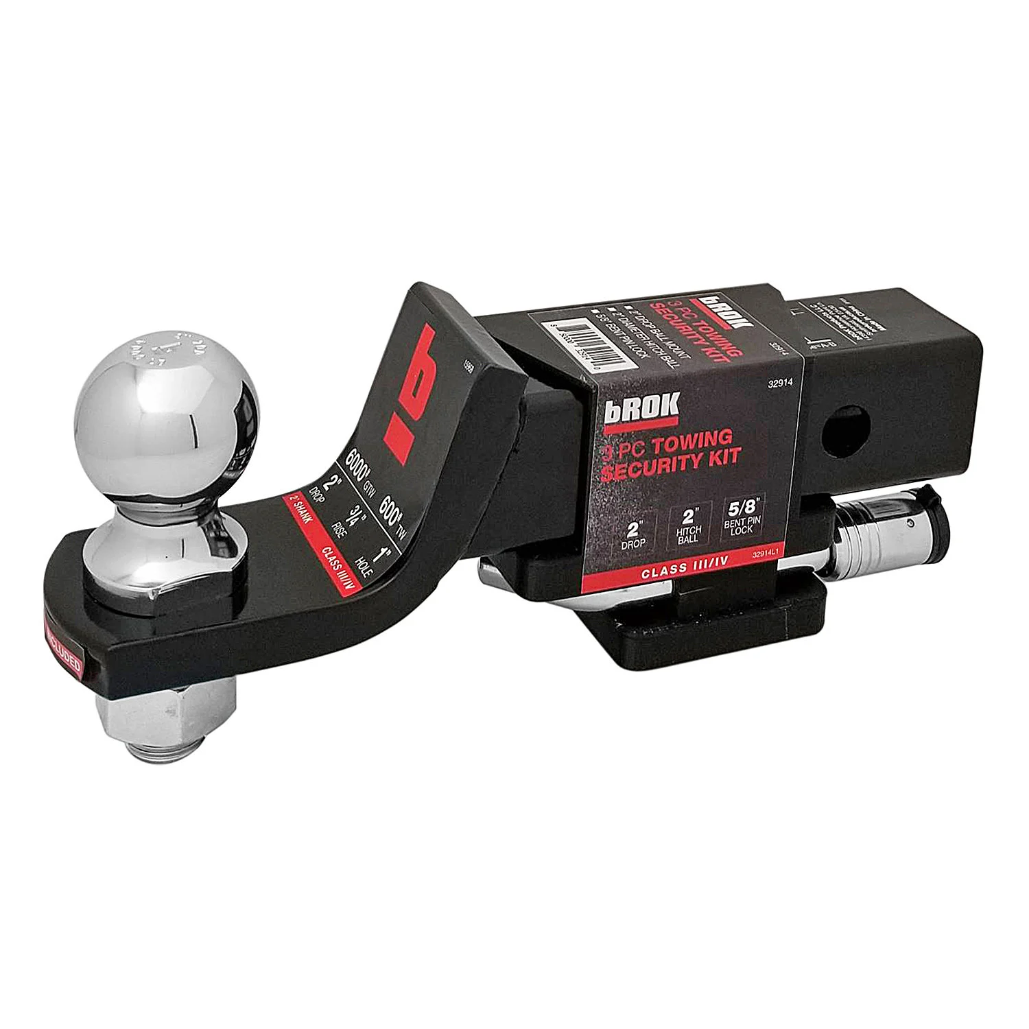 Brok  Shank Ball Mount Security Kit with 2" Ball & Lock Pin  with 3" Drop