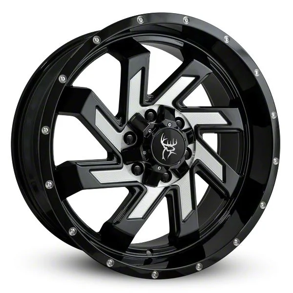 Buck Commander SAW Gloss Black Milled Face 6-Lug Wheel; 22x12; -44mm Offset (14-18 Silverado 1500)