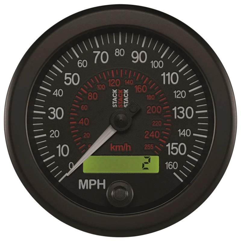 Autometer Stack Instruments 88MM 0-160 MPH / 260 KM/H Programmable Speedometer - Black