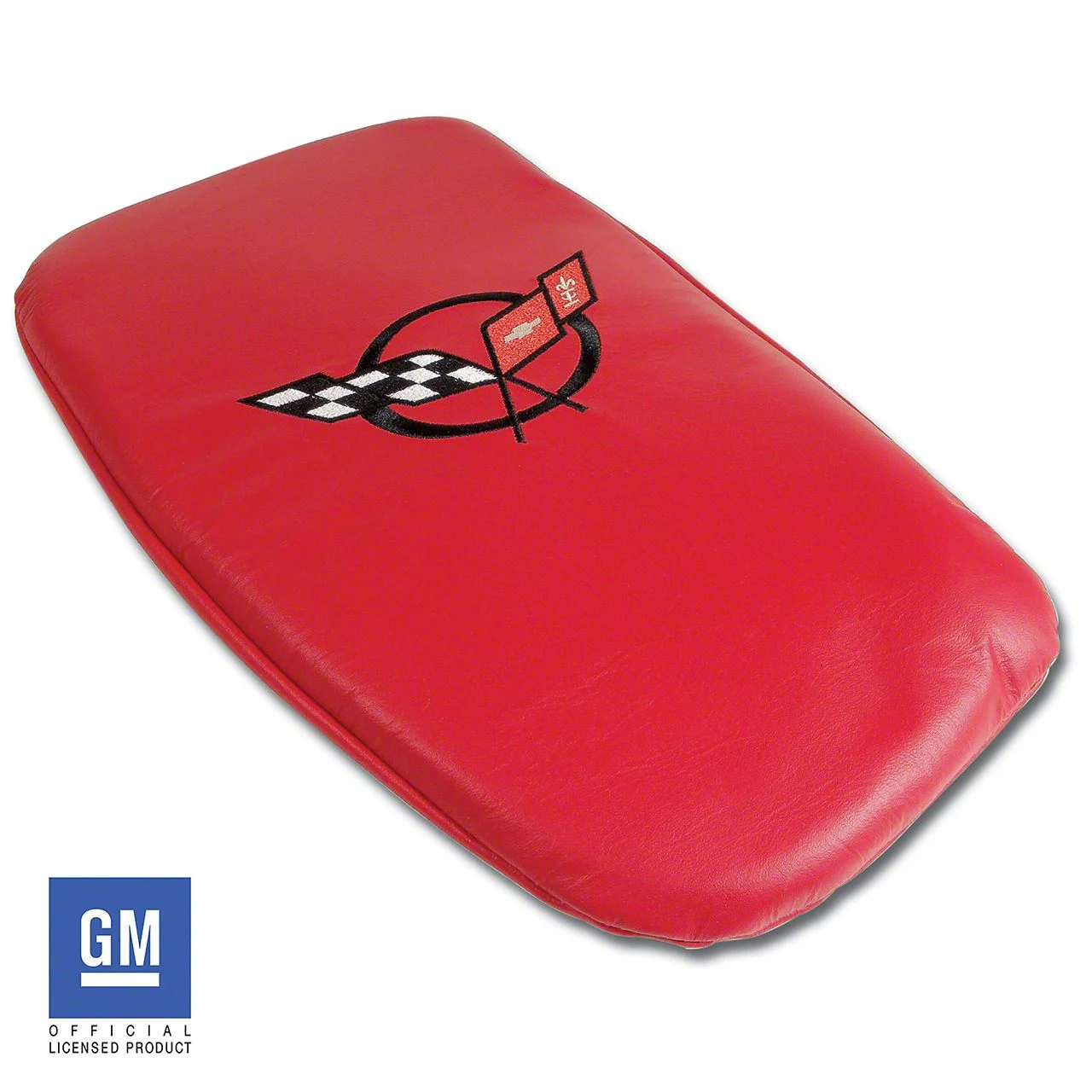 CA Console Armrest Cover; Torch Red with Black Logo (00-04 Corvette C5)