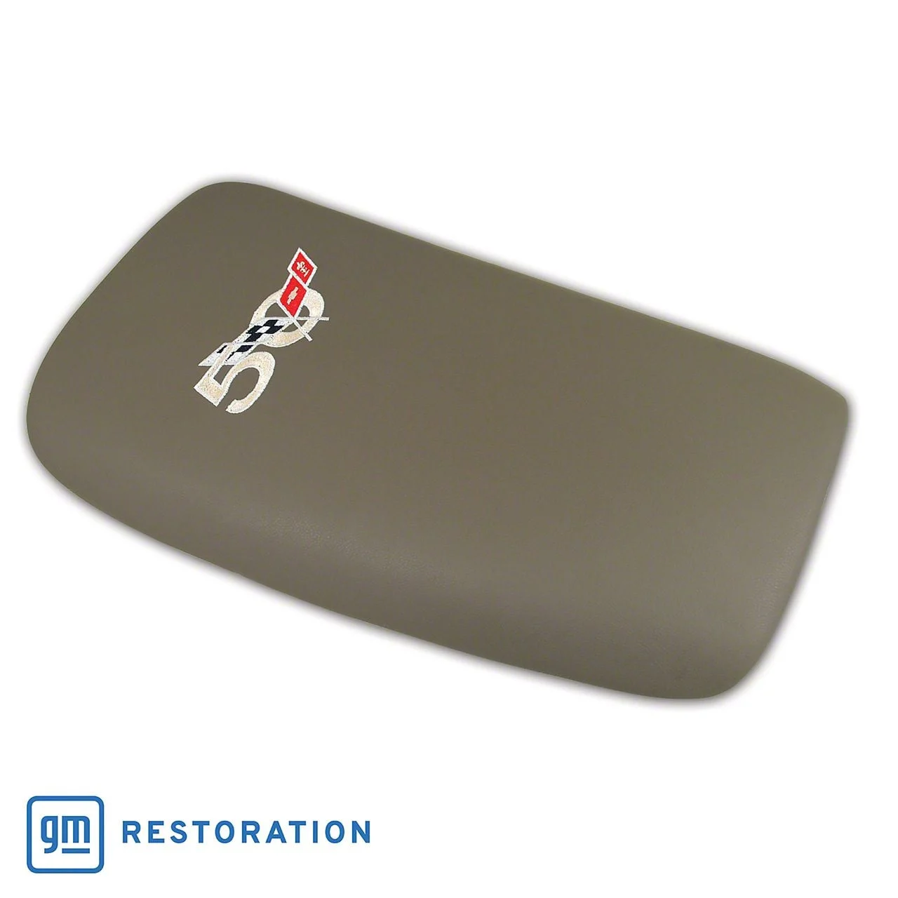 CA Embroidered Leather Console Lid with 50th Anniversary Logo; Dark Parchment (2003 Corvette C5)