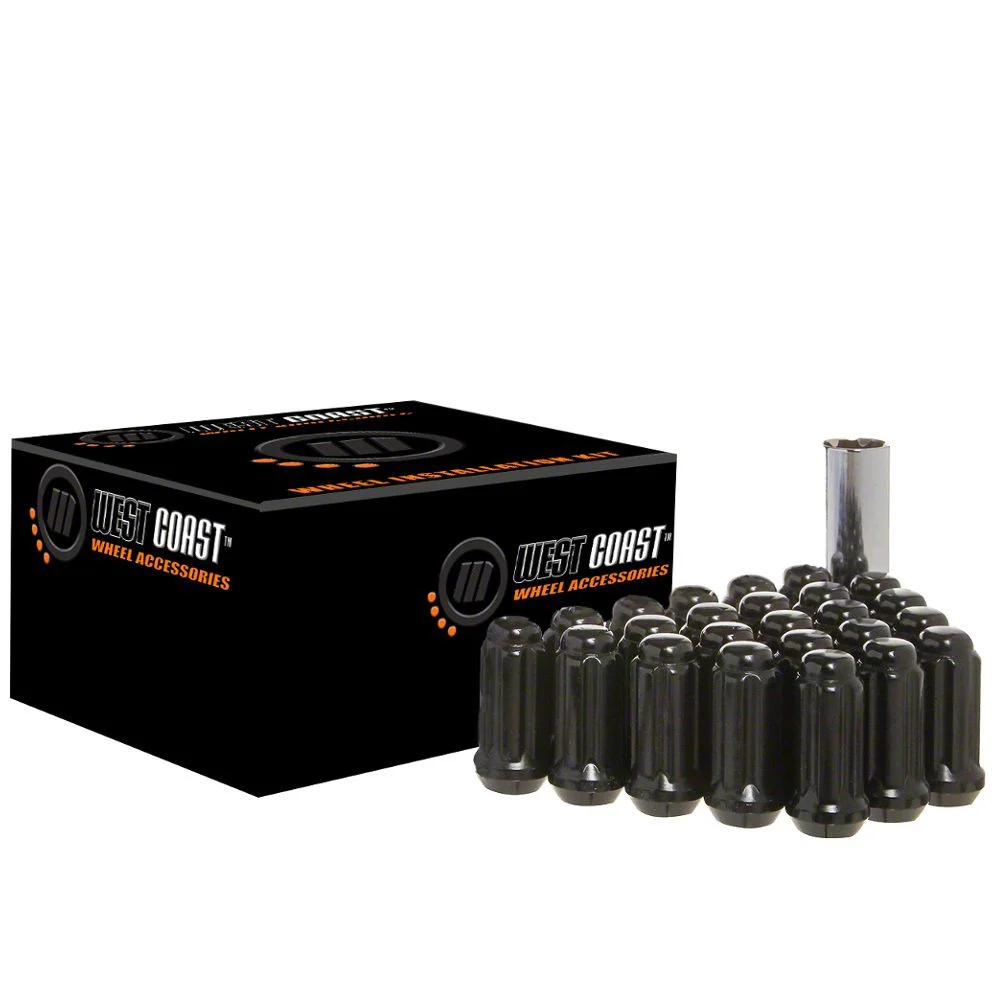 Black Acorn Spline Lug Nuts for Aftermarket Wheels; M14x1.5; Set of 20 (10-24 Camaro)