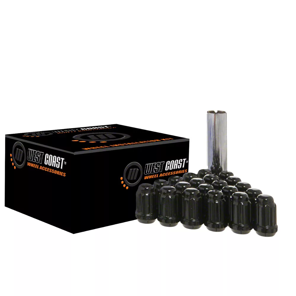 Black Spline Acorn Lug Nuts for Aftermarket Wheels; M14x1.5; Set of 20 (10-24 Camaro)