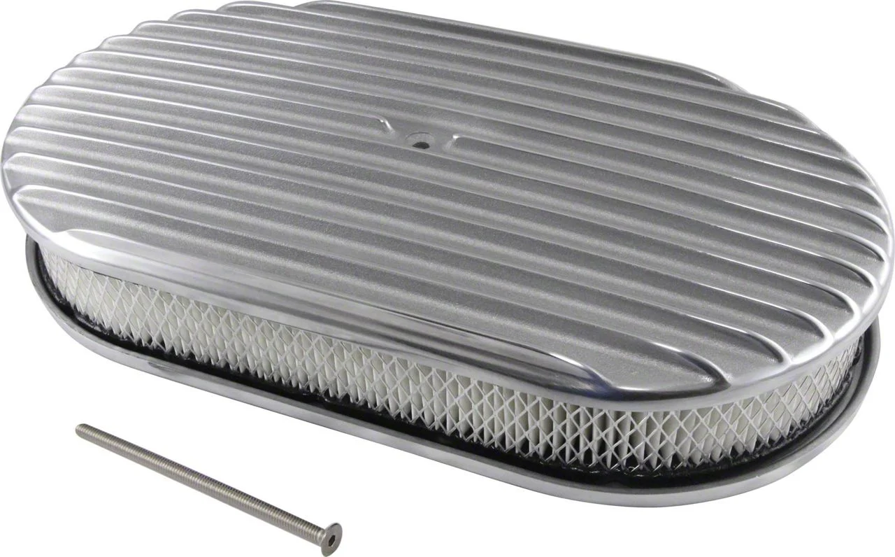 15-Inch Oval Air Cleaner; Full Finned Polished