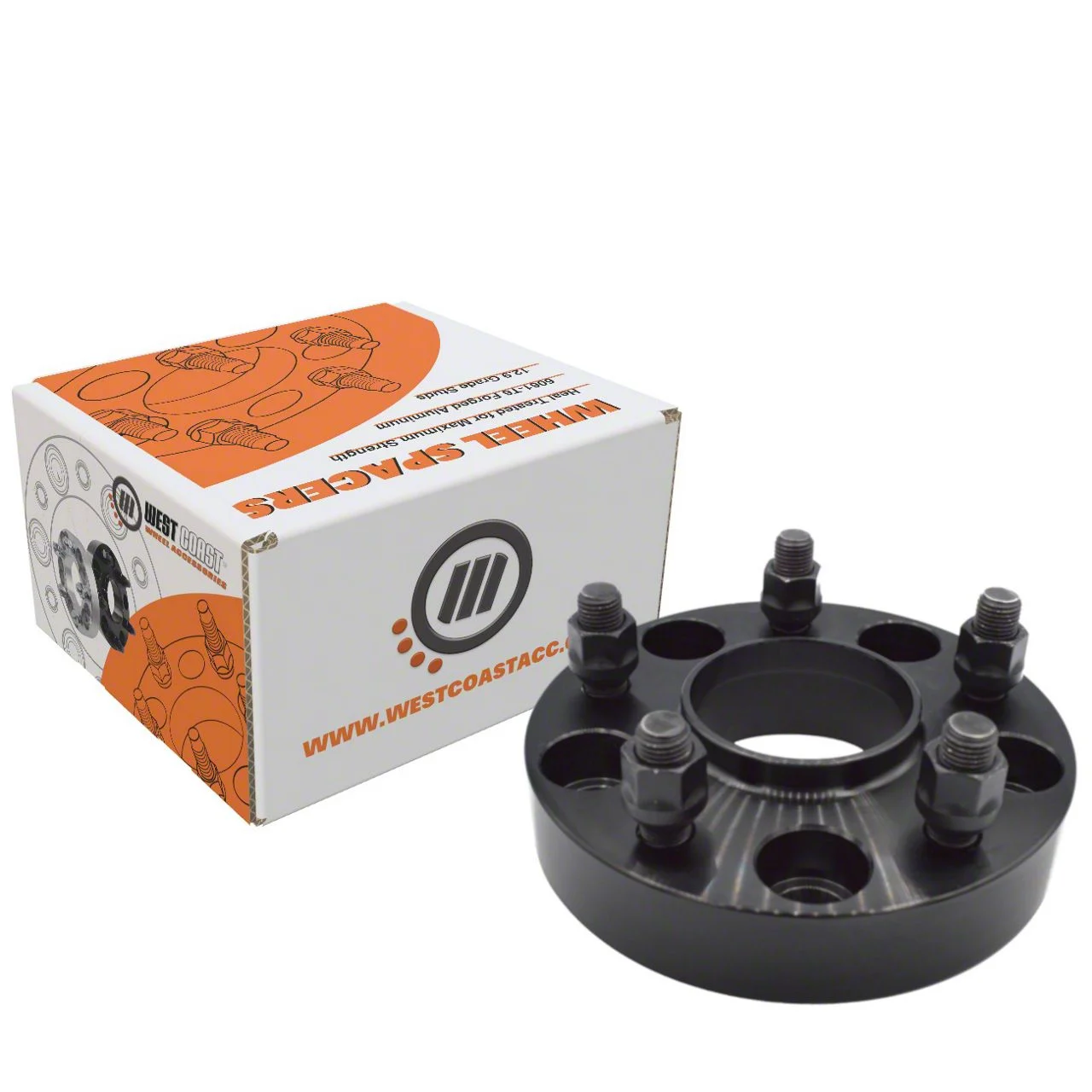 1.25-Inch Billet Wheel Spacers; Black (08-23 Challenger)