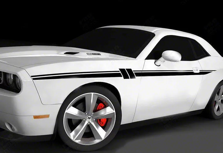 Accent Side Stripes; Gloss Black (11-14 Challenger)