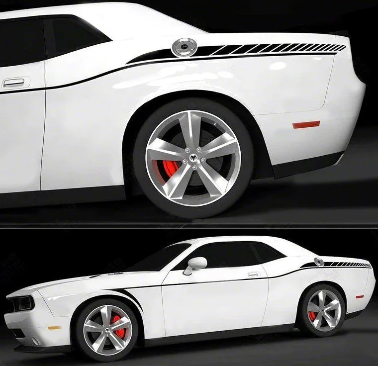 Arrow Side Accent Stripes; Gloss Black (11-14 Challenger)