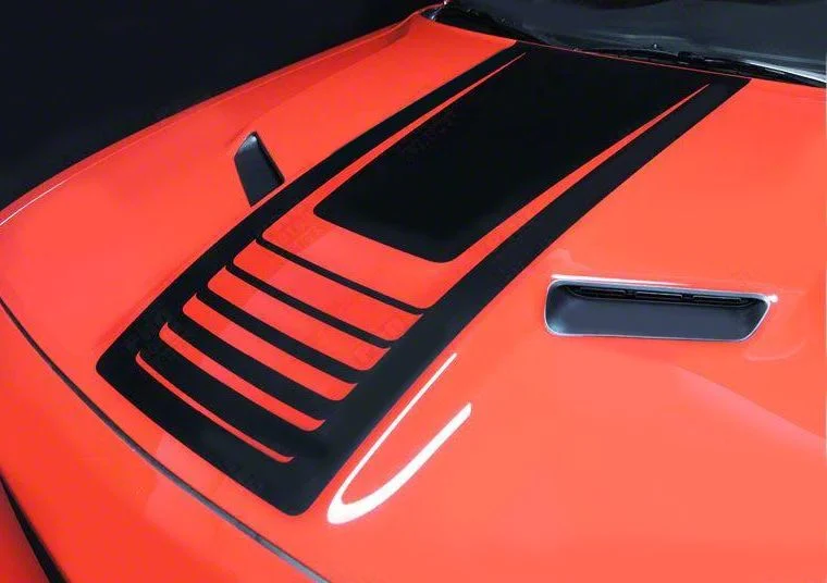 Center Hood Accent Stripes; Gloss Black (11-14 Challenger)
