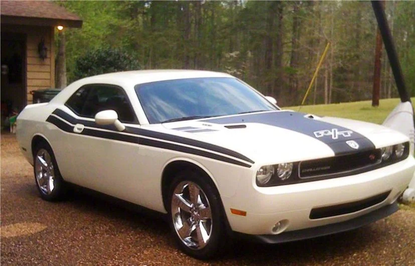 Dual Side Stripes; Matte Black (08-10 Challenger)